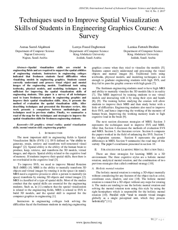 (PDF) Techniques used to Improve Spatial Visualization Skills of ...