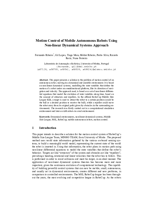 (PDF) Motion Control of Mobile Autonomous Robots Using Non-linear ...