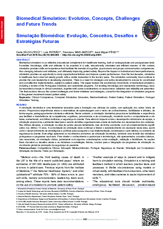 (PDF) Biomedical Simulation: Evolution, Concepts, Challenges and Future ...