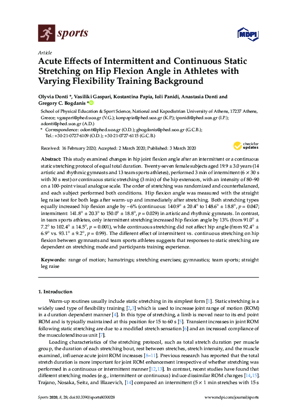 (PDF) Acute Effects of Intermittent and Continuous Static Stretching on ...