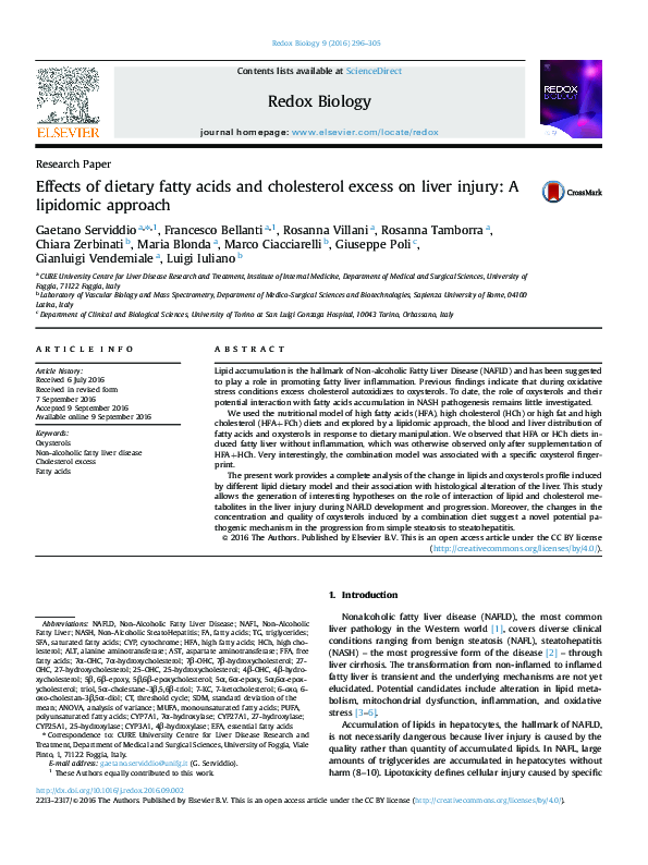 (PDF) Effects of dietary fatty acids and cholesterol excess on liver ...