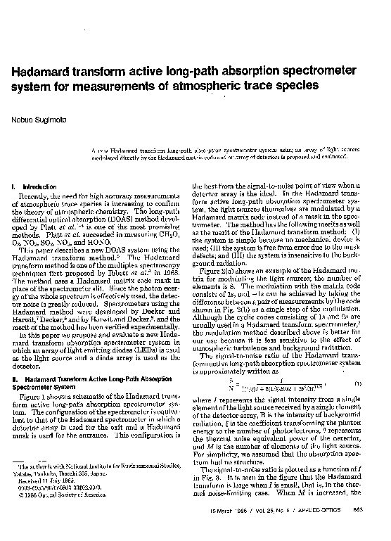 (PDF) Hadamard transform active long-path absorption spectrometer ...
