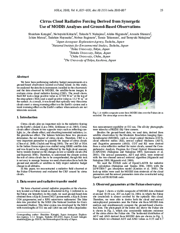 (PDF) Cirrus Cloud Radiative Forcing Derived from Synergetic Use of ...