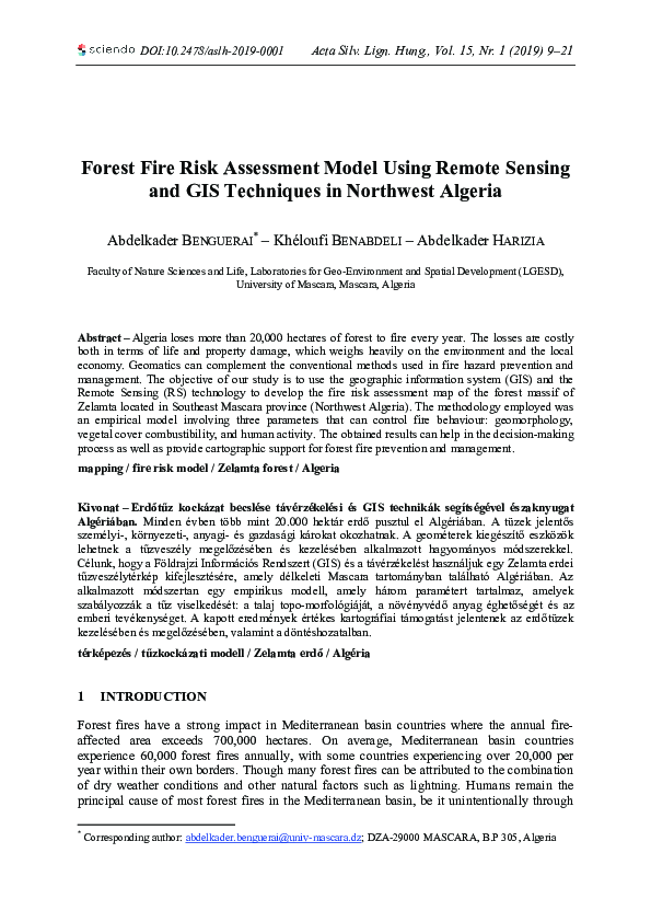 (PDF) Forest Fire Risk Assessment Model Using Remote Sensing and GIS ...