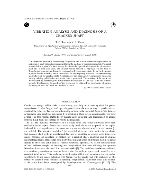 (PDF) Vibration Analysis and Diagnosis of a Cracked Shaft