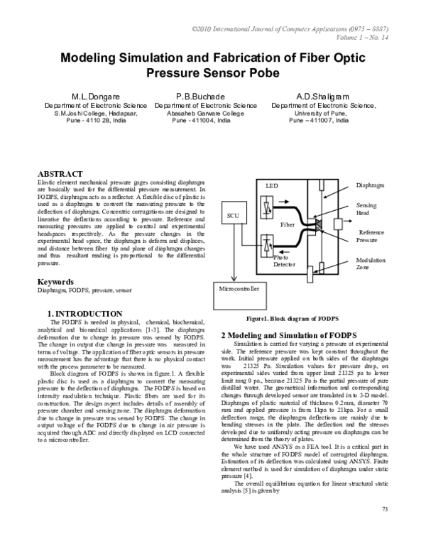 (PDF) Modeling Simulation and Fabrication of Fiber Optic Pressure ...