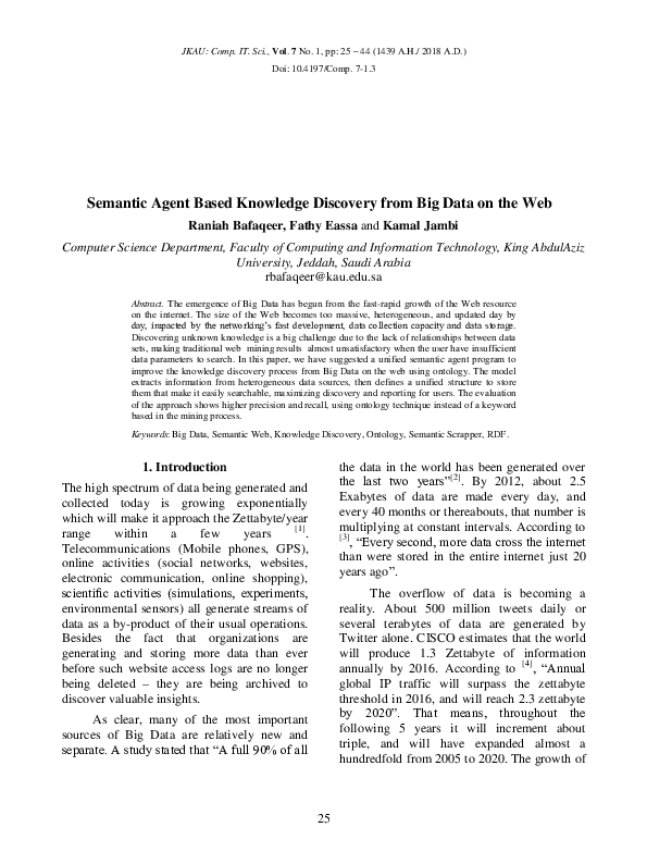 (PDF) Semantic Agent Based Knowledge Discovery from Big Data on the Web