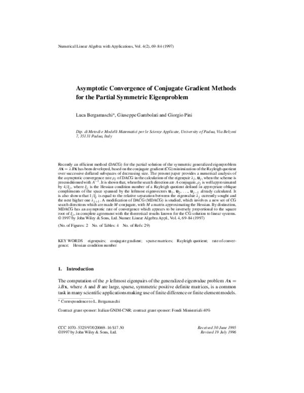 (PDF) Asymptotic Convergence of Conjugate Gradient Methods for the ...