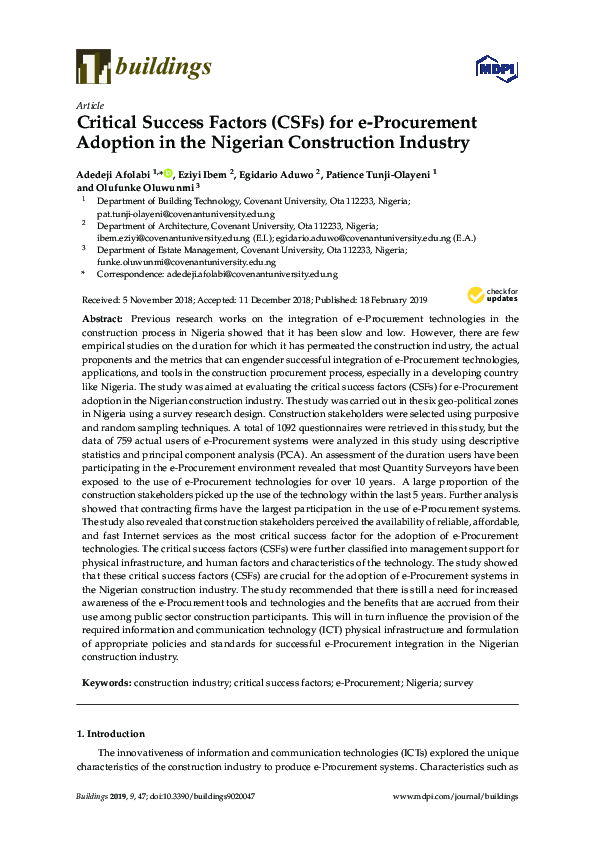 (PDF) Critical Success Factors (CSFs) for e-Procurement Adoption in the ...