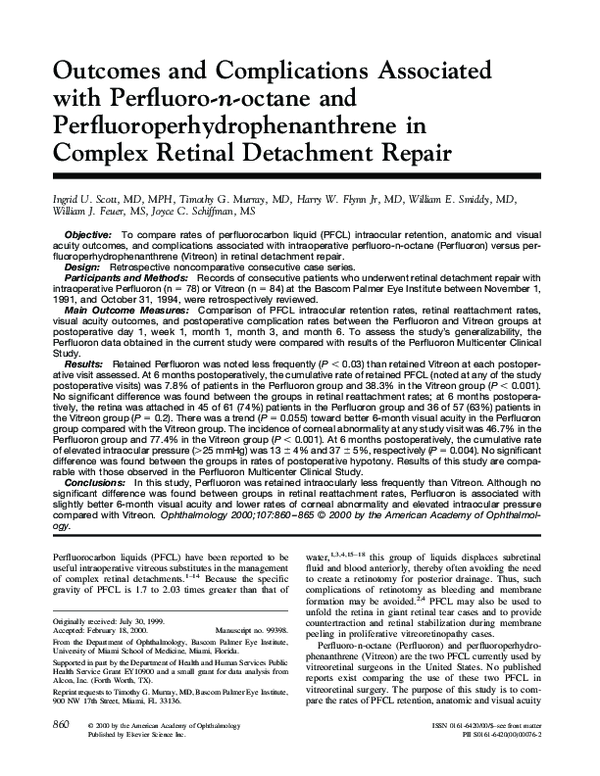 (PDF) Outcomes and complications associated with perfluoro-n-octane and ...