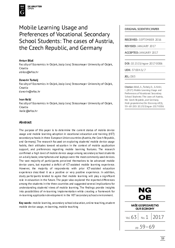 (PDF) Mobile Learning Usage and Preferences of Vocational Secondary ...