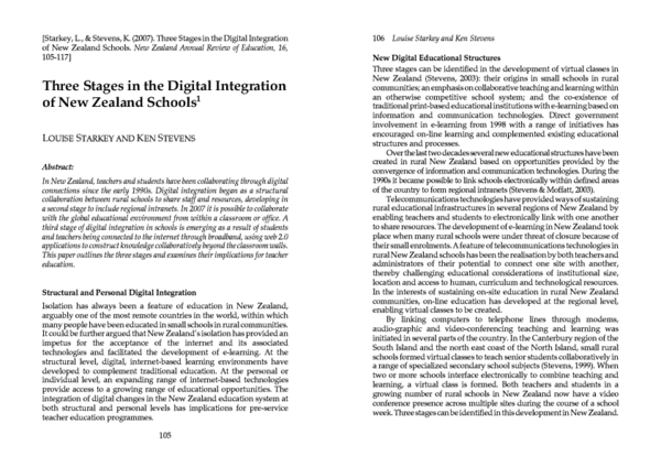 (PDF) Three Stages in the Digital Integration of New Zealand Schools
