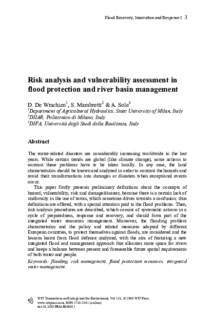 (PDF) Risk analysis and vulnerability assessment in flood protection ...