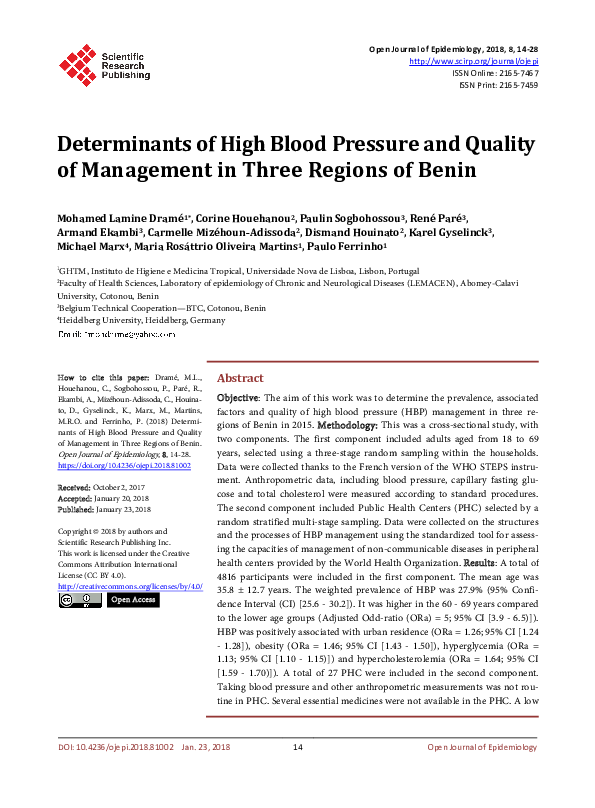 (PDF) Determinants of High Blood Pressure and Quality of Management in ...