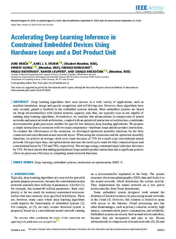 (PDF) Accelerating Deep Learning Inference in Constrained Embedded ...