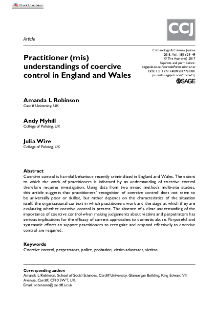 (PDF) Practitioner (mis)understandings of coercive control in England ...