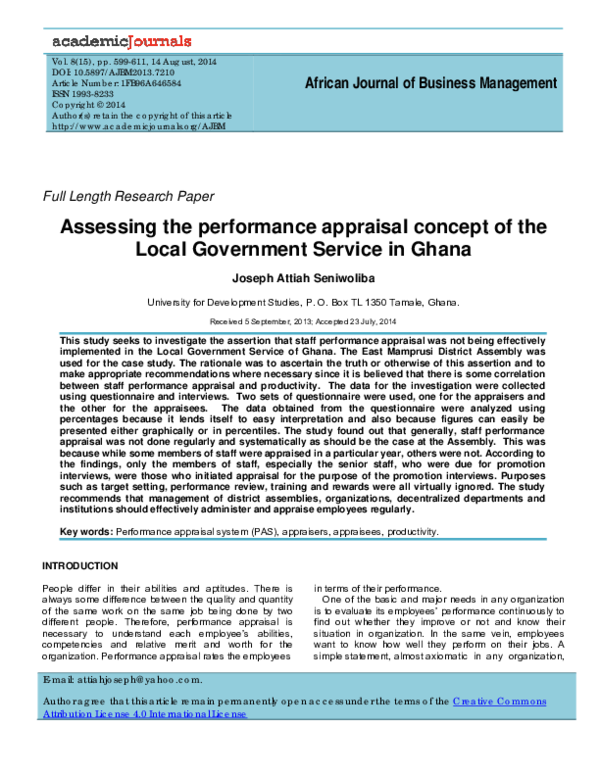 (PDF) African Journal of Business Management Assessing the performance ...