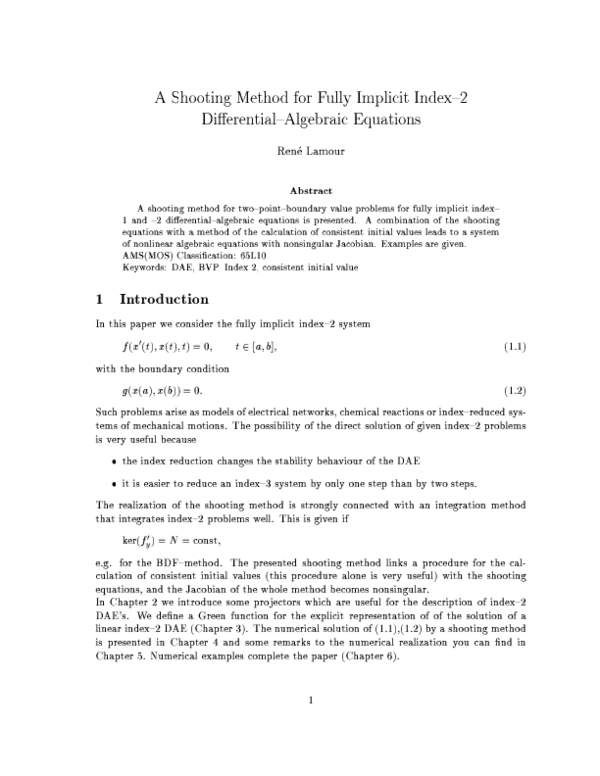 (PDF) A Shooting Method for Fully Implicit Index-2 Differential ...