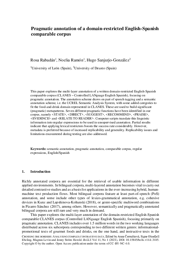 (PDF) Pragmatic annotation of a domain-restricted English-Spanish ...
