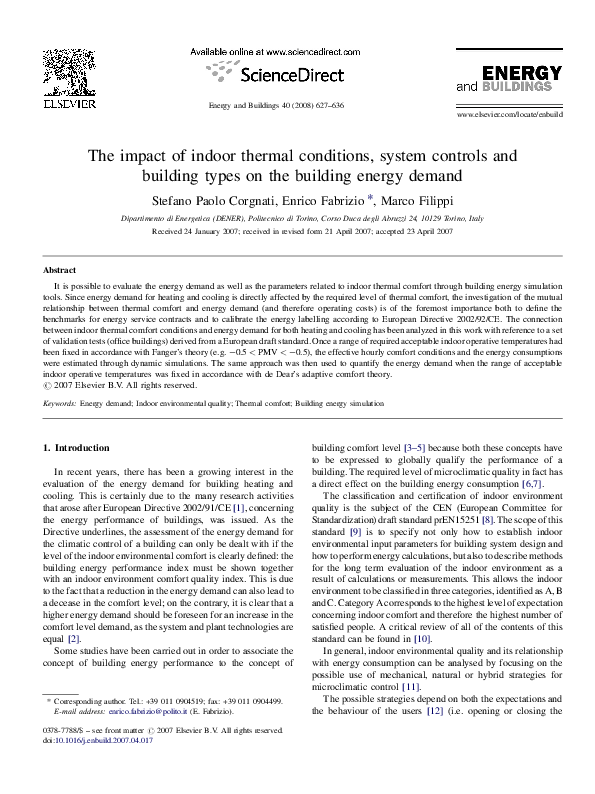 (PDF) The impact of indoor thermal conditions, system controls and ...