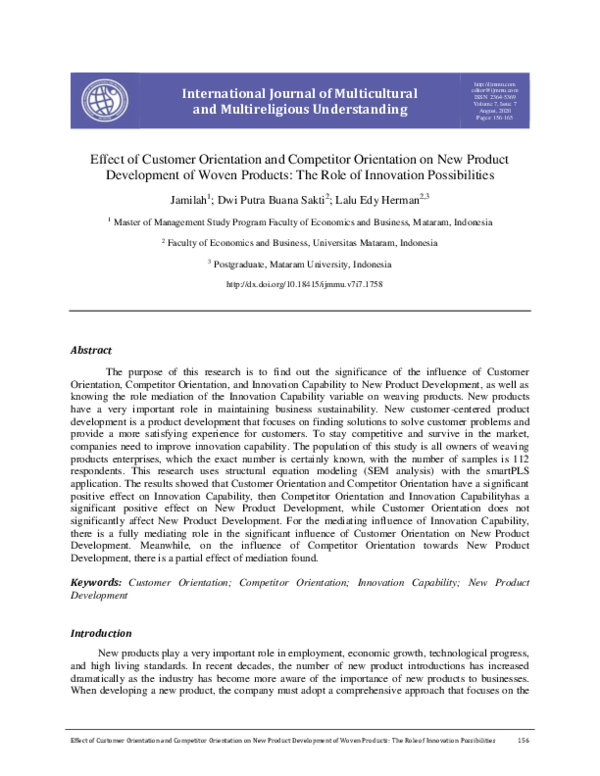 (PDF) Effect of Customer Orientation and Competitor Orientation on New ...