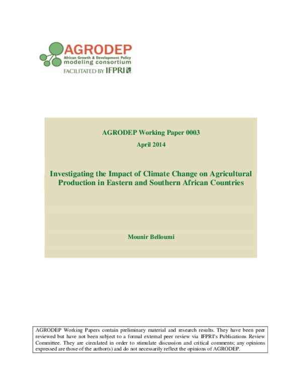 (PDF) Investigating the Impact of Climate Change on Agricultural ...