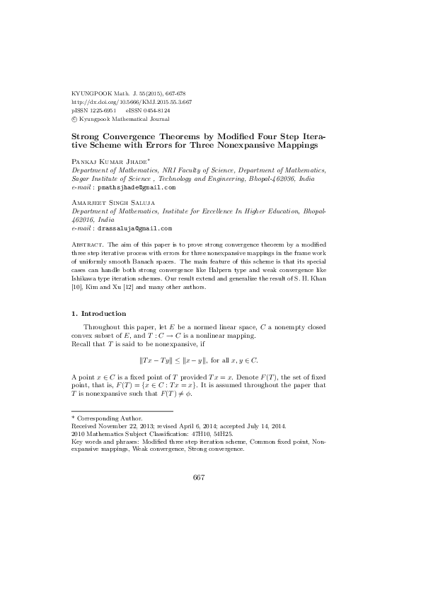 (PDF) Strong Convergence Theorems by Modified Four Step Iterative ...