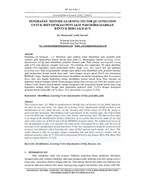 (PDF) Penerapan Metode Learning Vector Quantization Untuk Identifikasi ...