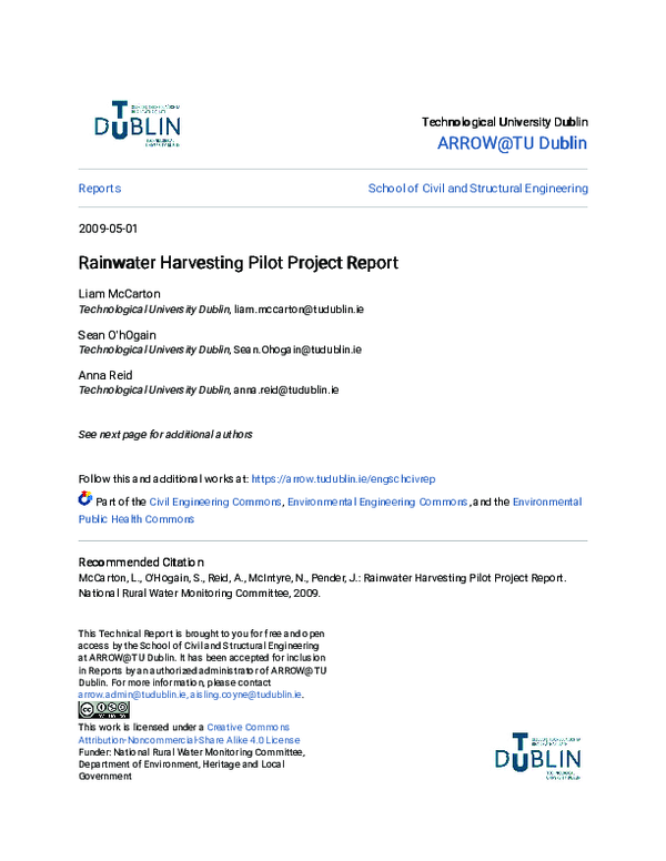 (PDF) Rainwater Harvesting Pilot Project Report