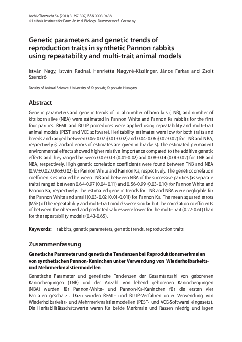 (PDF) Genetic parameters and genetic trends of reproduction traits in ...