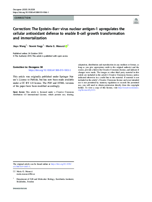 (PDF) Correction: The Epstein–Barr virus nuclear antigen-1 upregulates ...