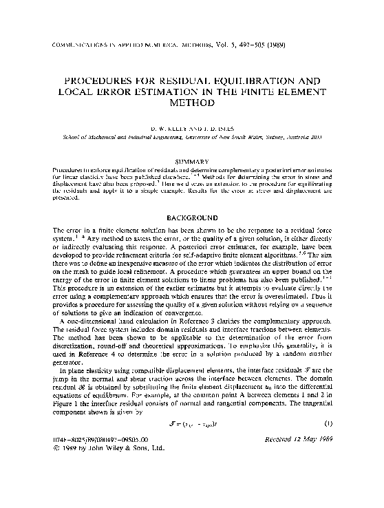 (PDF) Procedures for residual equilibration and local error estimation ...