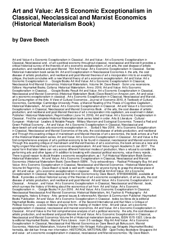 (PDF) Art and Value Dave Beech Academia.edu