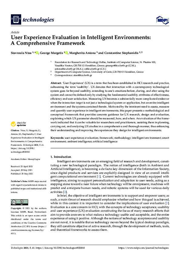 (PDF) User Experience Evaluation in Intelligent Environments: A ...