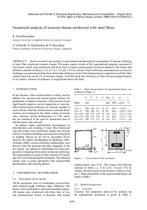 (PDF) Numerical analysis of concrete beams reinforced with steel fibers