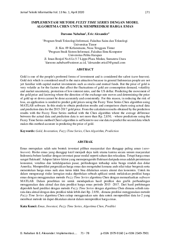 (PDF) Implementasi Metode Fuzzy Time Series Dengan Model Algoritma Chen ...