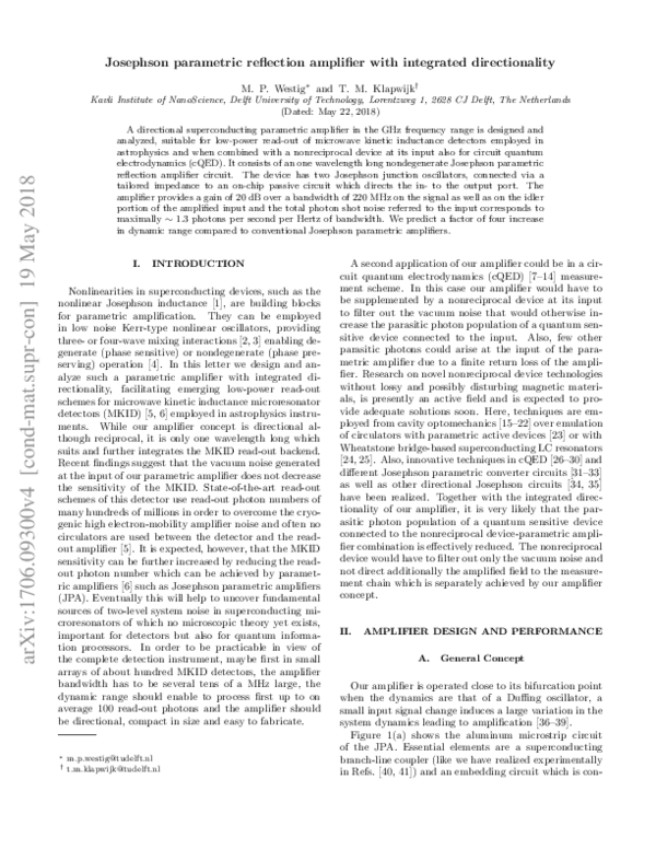 (PDF) Josephson Parametric Reflection Amplifier with Integrated ...