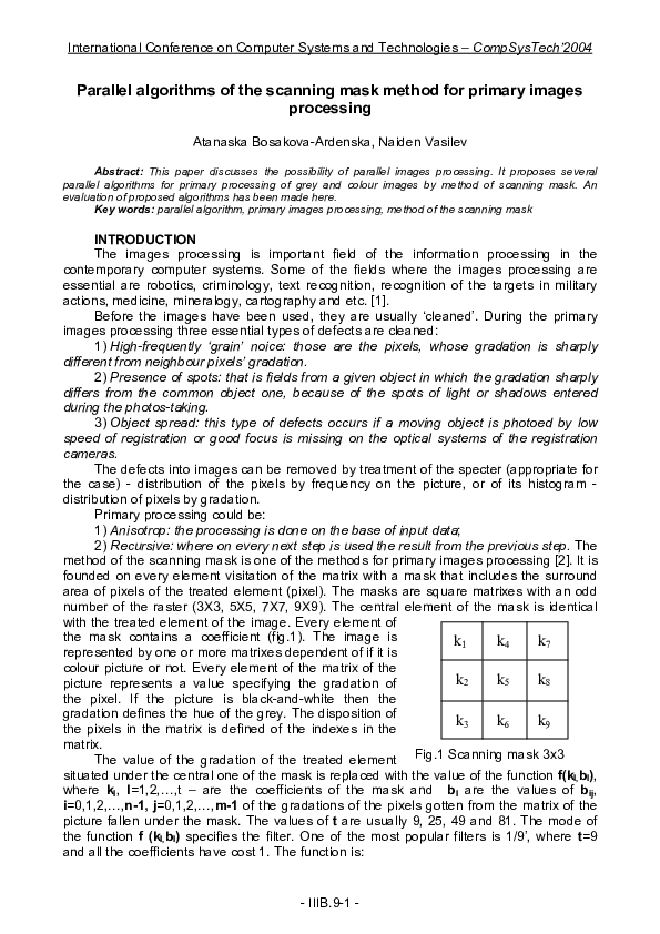 (PDF) Parallel algorithms of the scanning mask method for primary ...