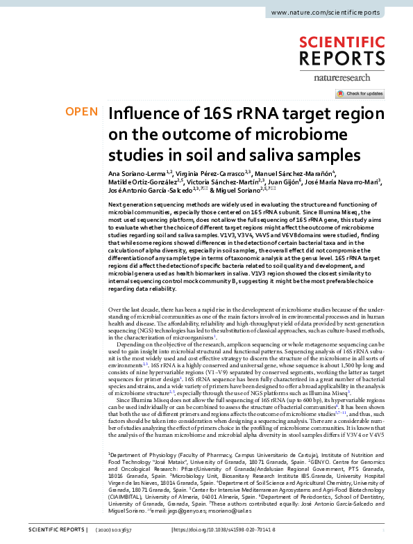 (PDF) Influence of 16S rRNA target region on the outcome of microbiome ...
