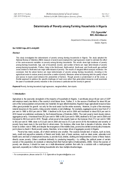 (PDF) Determinants of Poverty among Farming Households in Nigeria