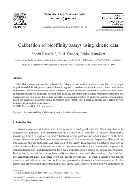 (PDF) Calibration of bioaffinity assays using kinetic data
