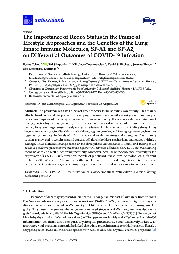 (PDF) The Importance of Redox Status in the Frame of Lifestyle ...