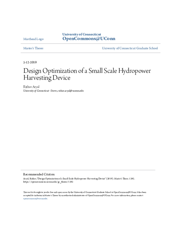 (PDF) Design optimization of a small-scale hydropower harvesting device