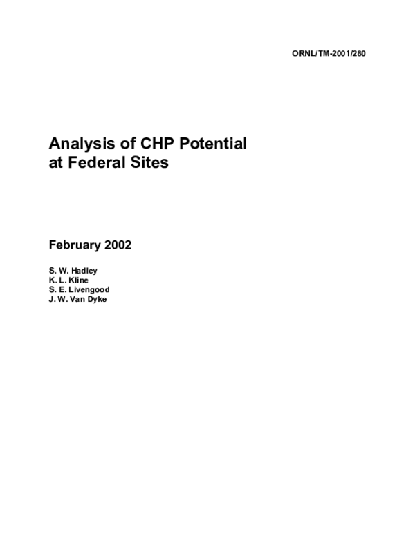 (PDF) Analysis of CHP Potential at Federal Sites