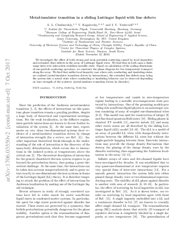 (PDF) Metal-insulator transition in a sliding Luttinger liquid with ...