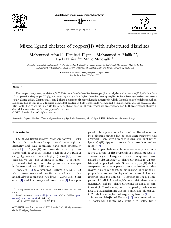 (PDF) Mixed ligand chelates of copper(II) with substituted