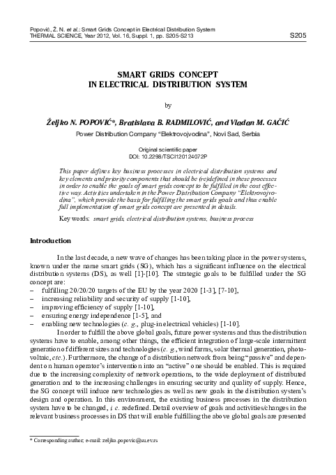 (PDF) Smart grids concept in electrical distribution system