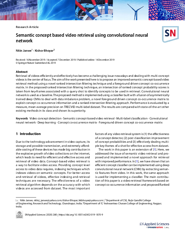 (PDF) Semantic concept based video retrieval using convolutional neural ...