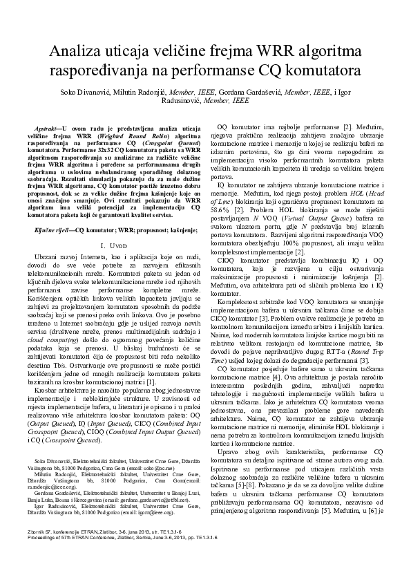 (PDF) Performance analysis of CQ switch for different frames of WRR ...