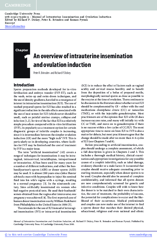 (PDF) An overview of intrauterine insemination and ovulation induction
